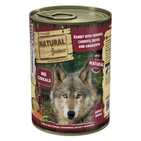 NATURAL GREATNESS CONEJO CON VENADO, ZANAHORIAS, ACEITUNAS Y AMARANTO