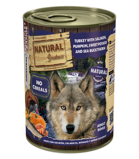 Natural Greatness Pavo con Salmón, Calabaza, Boniato y Espino Amarillo alimento húmedo natural para perros