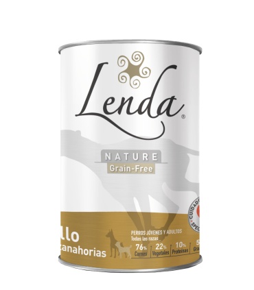 Lata de alimento húmedo Lenda Grain Free de pollo con zanahorias para perros