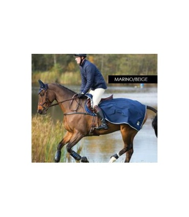 MANTA CABALLO RAMBO RIÑONERA POLAR IMPERM. MARINO/BEIGE T.L
