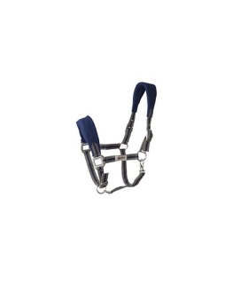 CABEZADA NYLON C/FORRO Y MOSQUETON GRIS/MARINO COB