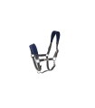 CABEZADA NYLON C/FORRO Y MOSQUETON GRIS/MARINO COB
