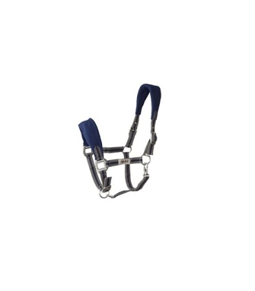 CABEZADA NYLON C/FORRO Y MOSQUETON GRIS/MARINO FULL