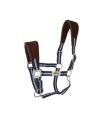 CABEZADA NYLON C/FORRO Y MOSQUETON MARRON/AZUL CLARO FULL