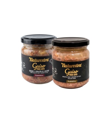 Pack Naturextra de guisos naturales para gatos con ternera y pavo.